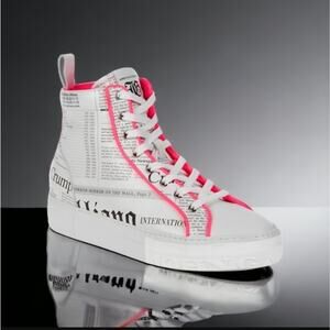 John Galliano Graphic Pink High Top Sneakers - New Size 7
